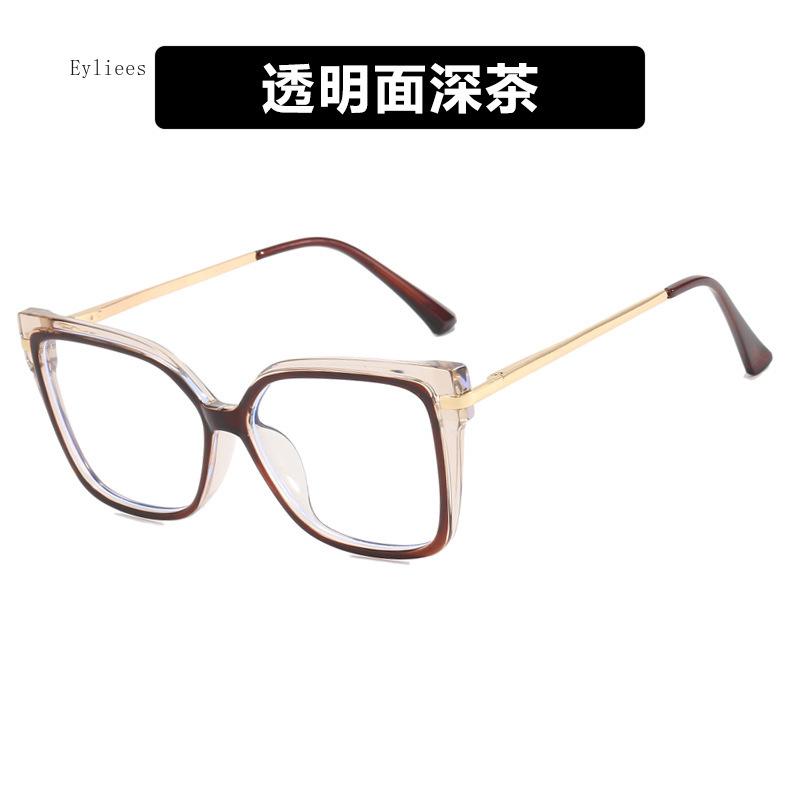 Oversized Glasses Frame Women Square Brand Popular Leopard Cat Eye Spectacle Frame Eyewear Blue Light Blocking Glasses