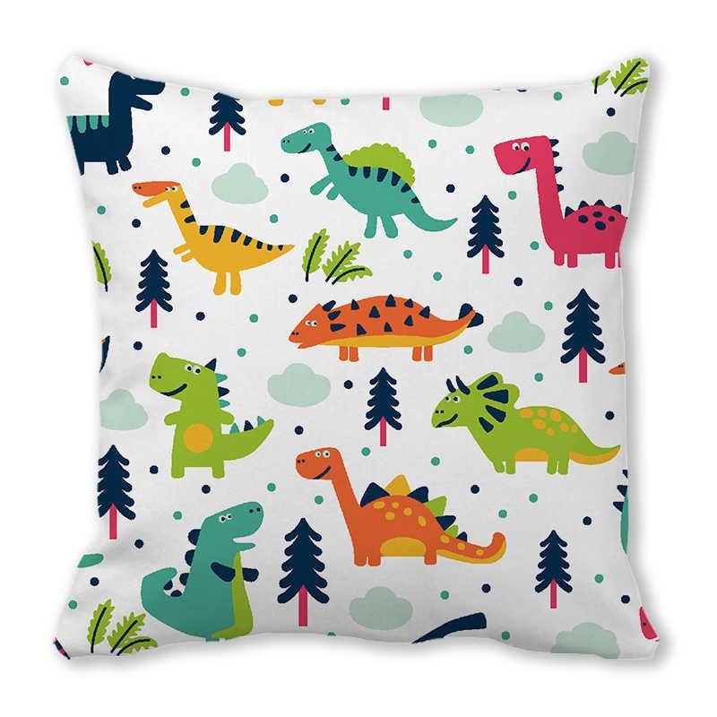 Office Sofa Car Cushion Cover Luxury Home Decoration Pillow Cover Cute Cartoon Little Dinosaur Animal Pattern