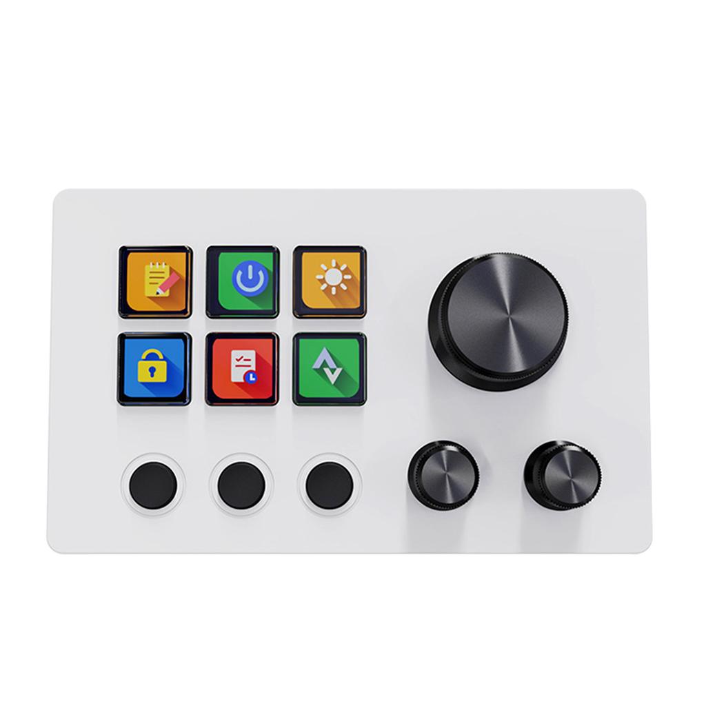 Visueller Tastatur-Stream-Controller mit 6 anpassbaren Tasten, 3 Knöpfen für Content Creators, Gaming, Weiß