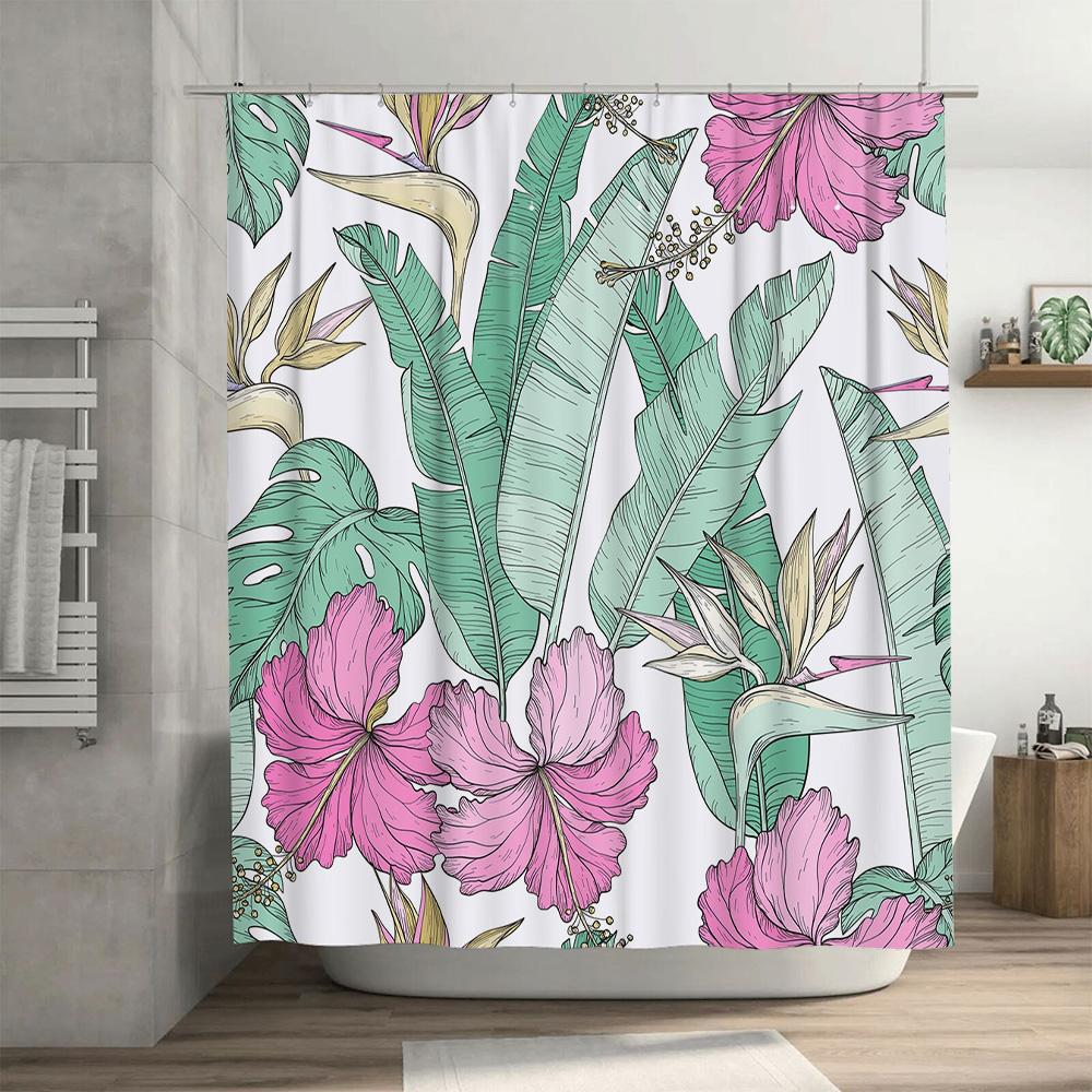 Colorful Floral Shower Curtain Bath Room Decor Waterproof Fabric Various Patterns Available