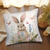 Soft Plush Easter Bunny & Floral Pillow Cover