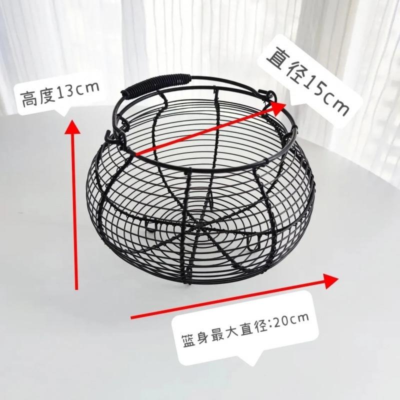 Hand-Held Woven Egg Basket - Iron Wire Design, Round Kitchen Basket