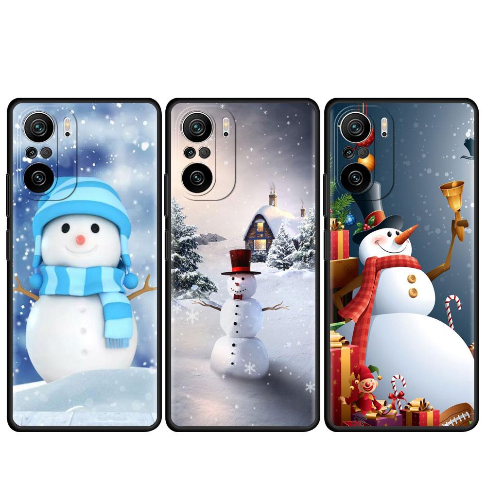 Cartoon Schneemann Weihnachten Fall Für Xiaomi Redmi Hinweis 11 10 9S 9 K40 Pro 7 8 9A 9C 8T 9T 10C 10Pro Silikon Telefon Shell