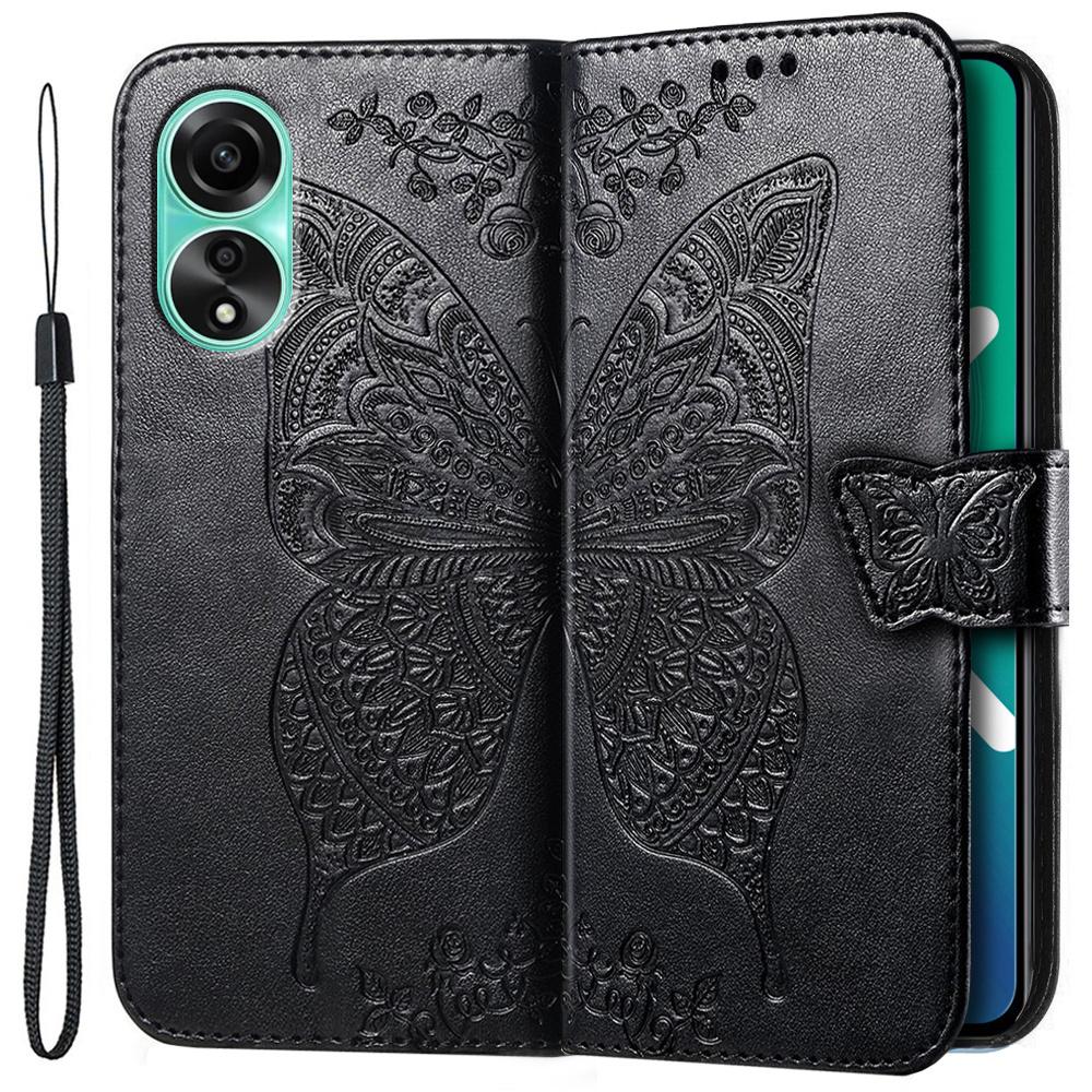 Flip case for Oppo A38 / A18, Butterfly, black