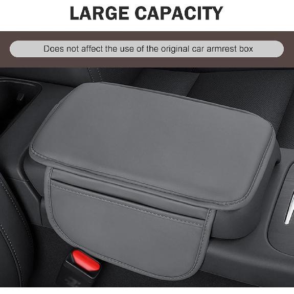 Car Center Console Cover, Leather Armrest Cover Cushion With 2 Storage Bags, Soft Centre Console Protector Covers, Universal Car Interior