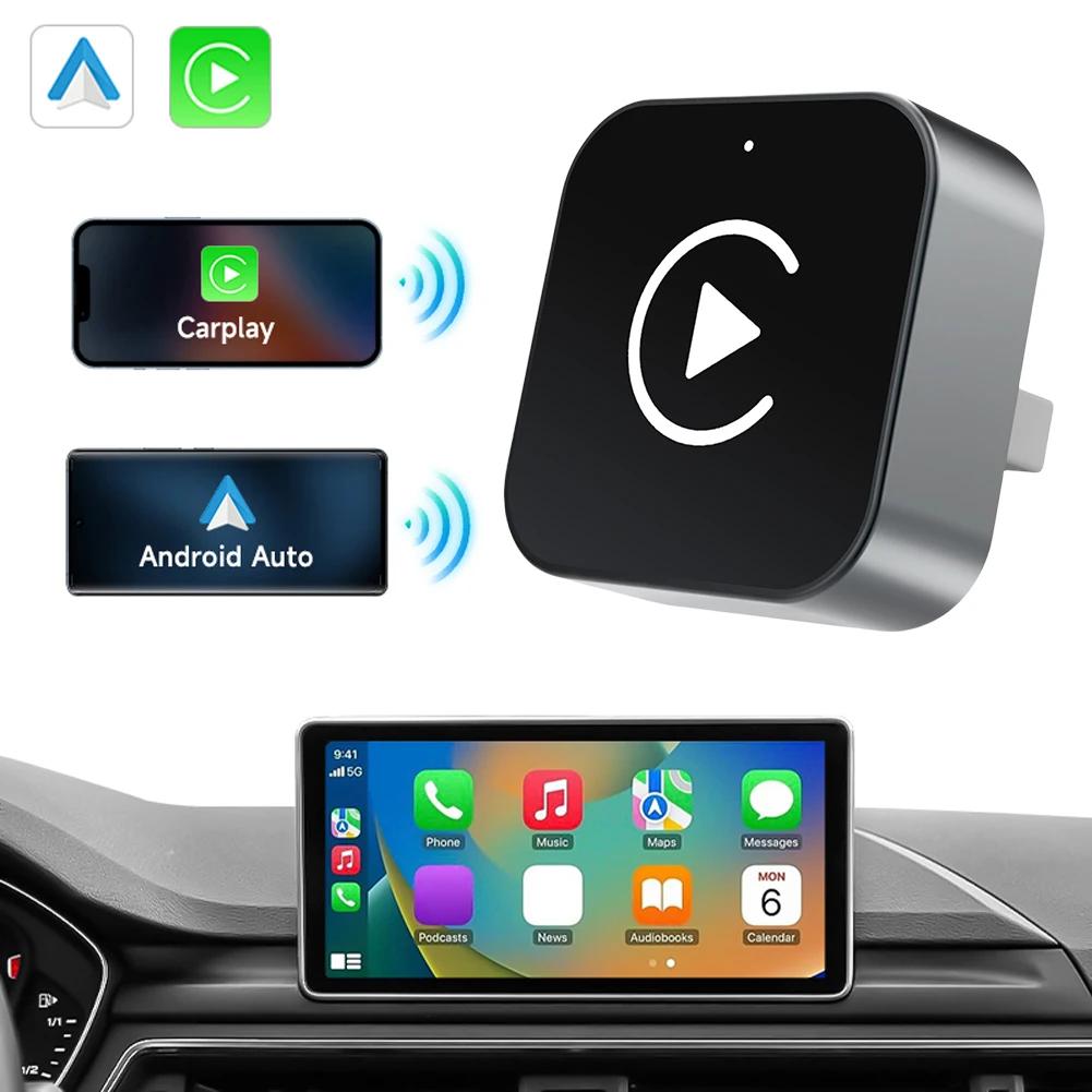 2 in 1 Wireless CarPlay Android Auto Adapter Plug & Play Convert Wired to Wireless Dongle for Factory Wired CarPlay Cars