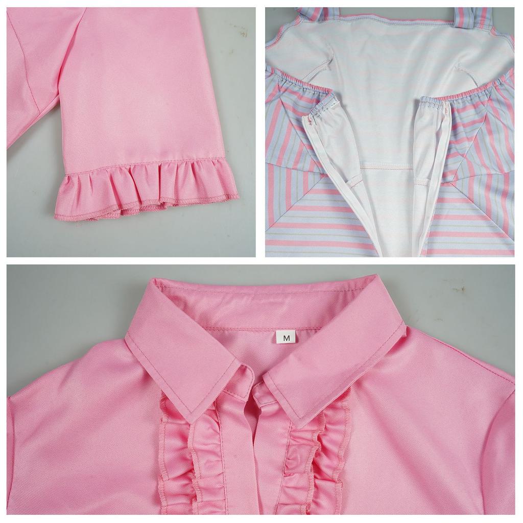 Cosplay Women's Striped Sleeveless Dress + Solid-Color Short-Sleeve Top