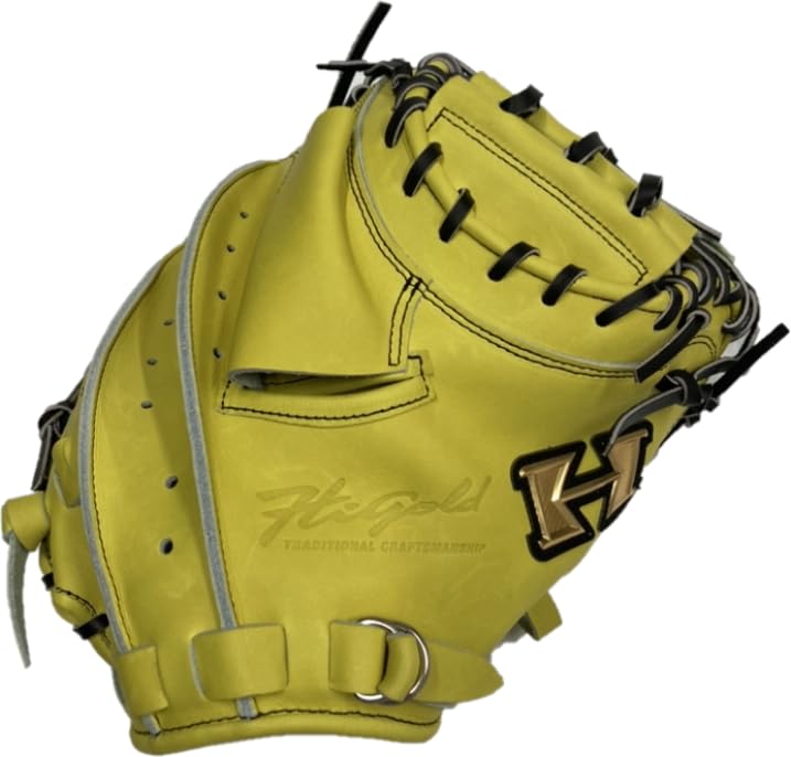 

HI-GOLD Shinkyoku KKG-C505 Lemon Yellow LH Right-Handed Hardball Mitt for High School Baseball