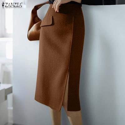 Women Elegant Casual Solid Color Slim Midi Skirts