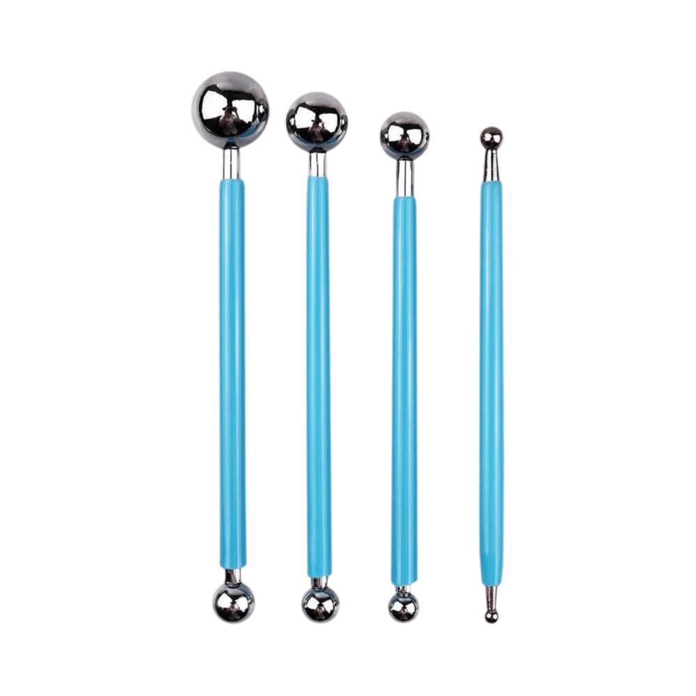 4pcs Stainless Steel Modeling Ball Tools Double Ended Cake Decorating Tool Sculpting Tool Set  DIY синий