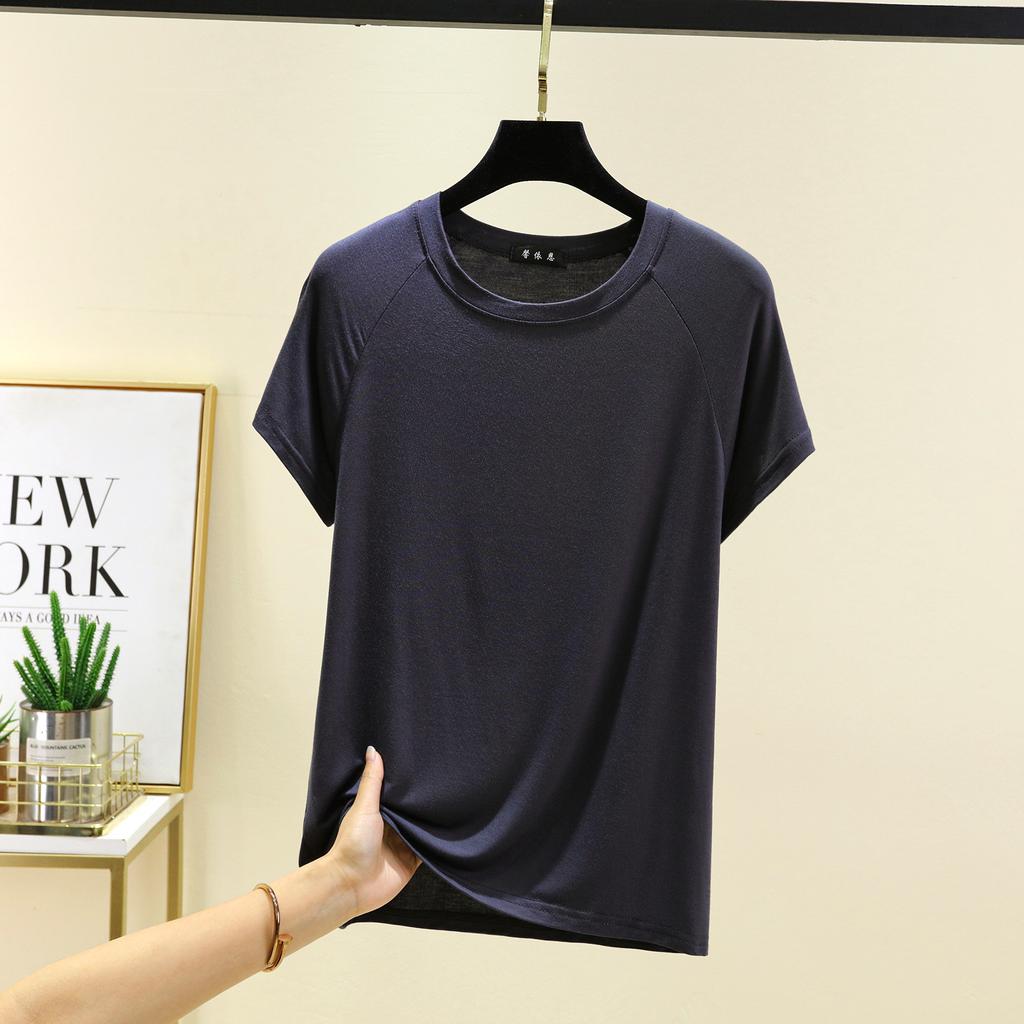 Modalová trička s výstřihem do O-kroju, raglánové rukávy, volná tílka, jednobarevná, letní tenké tričko, základní vrstva, ležérní trička, topy, univerzální