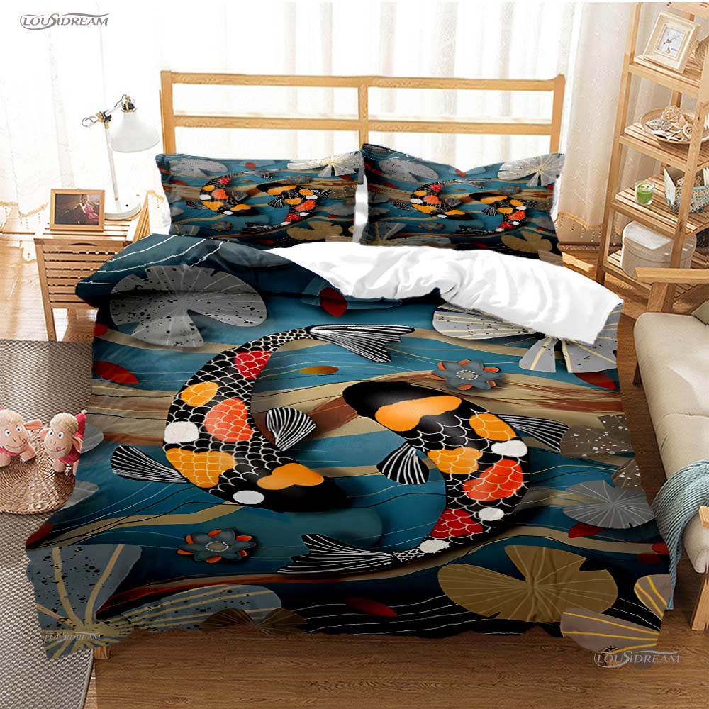 Comforter Yin Yang Koi Fish Casal All Season Duvet Luxury Bedding Set Soft And S Teen Single/Double/Queen/King