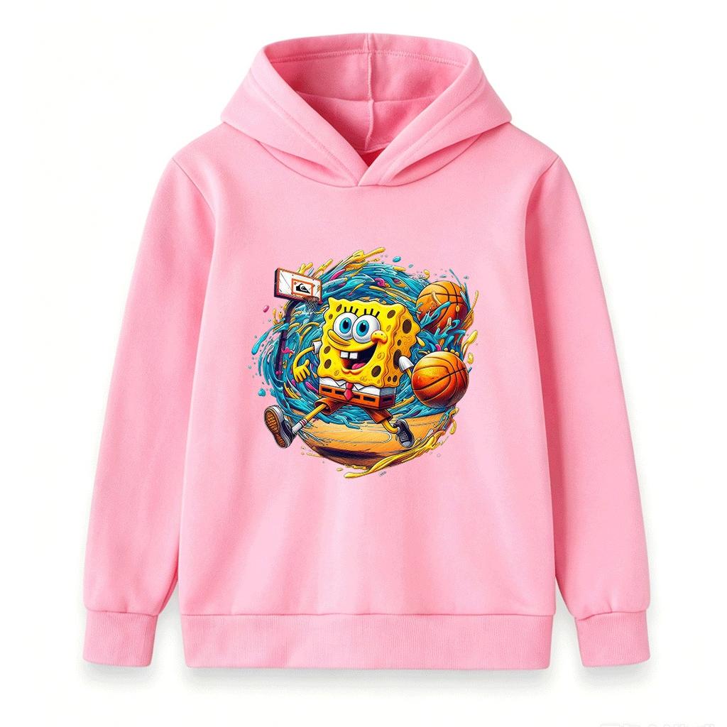 Kids Boys Girls Sponge Basketball Cartoon Print Hoodie Casual Long Sleeve Pullover Sweatshirt Tops for Children