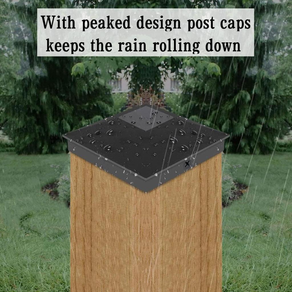 Hekpaalafdekkingen, prismatische afdekkingen, zwarte dekpaalafdekkingen, hekafdekkingen voor houten palen,