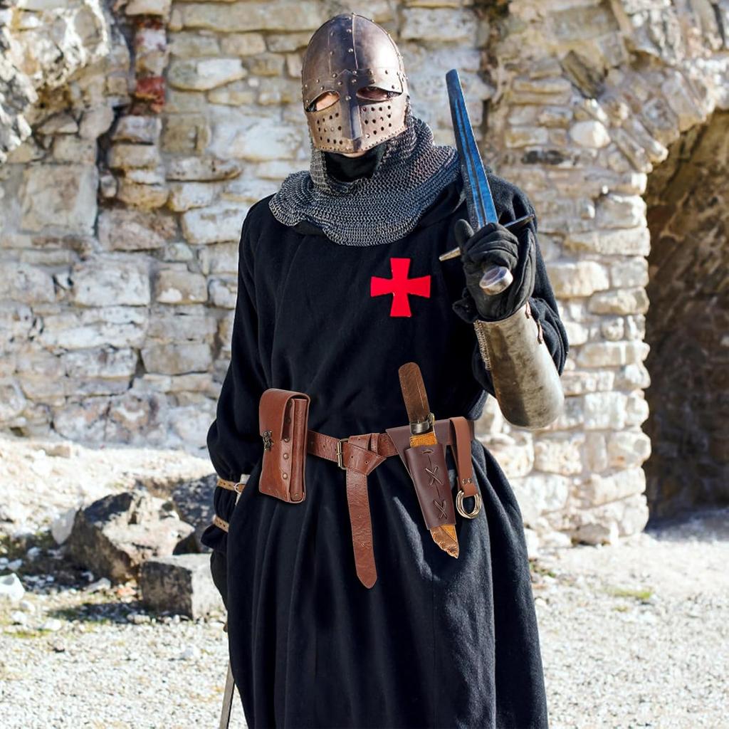 Vintage Renaissance Belt Fanny Pack Scabbard Set Halloween Knight Viking Costume Medieval Leather Accessories