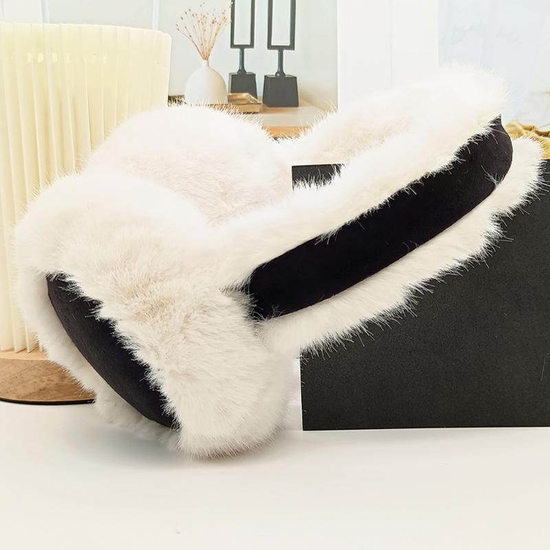 Rabbit Fur Plush Ear Muffs: Fashionable Winter Ear Protection for Cycling, Cold, and Anti-Freeze Conditions. Perfect for Outdoor Warmth.