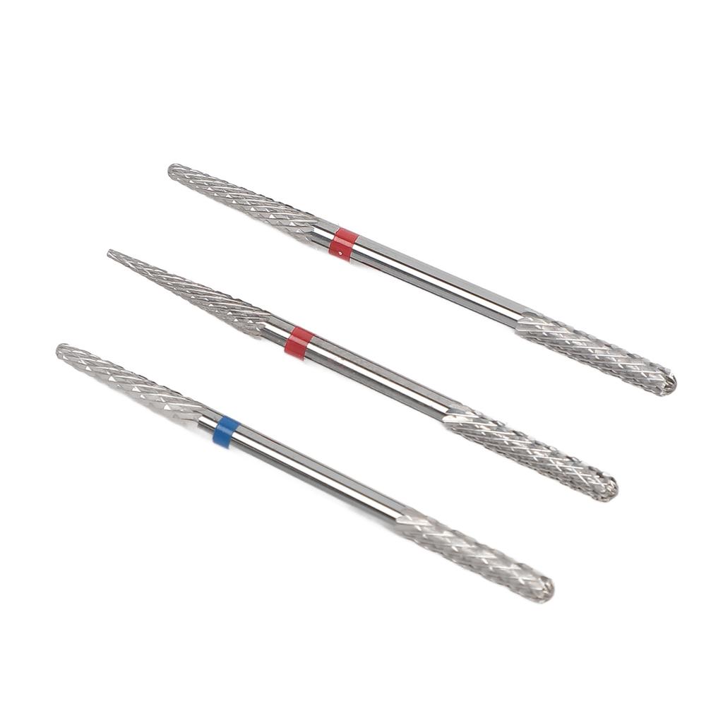 3pcs Nail Tungsten Steel Drill Bits Set Manicure Grinding Heads 2 In 1 Dual Head Nail Drill Bits for Home Nail Salon