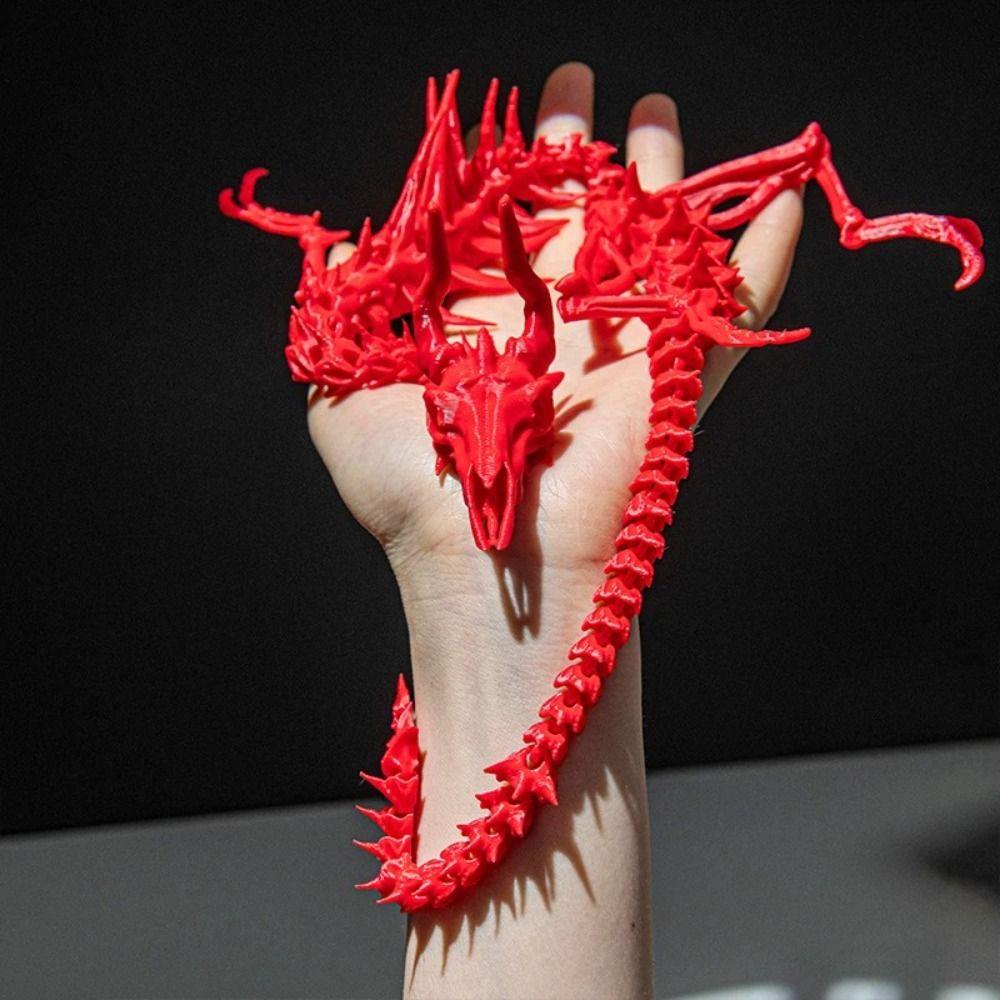 

3D Printed Ornaments Full Body Movable Animal Model New Dragon Skeleton Model срібний