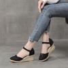 Korean Style 2025 Women's Wedge Heel Espadrille Sandals - Comfortable, Casual, Pointed Toe, Buckle Design