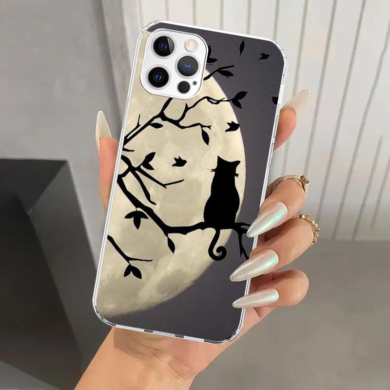 Black Cat Cartoon Cute Phone Case for Iphone 17 Air 16 15 Plus 14 13 Mini 12 11 Pro Max 16E 7 8 SE 2020 Soft Funda Print Shell 1