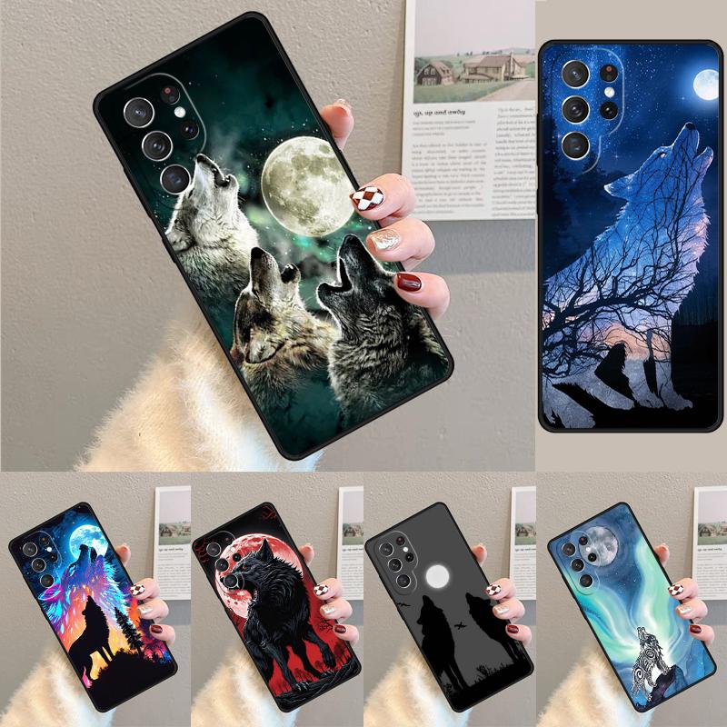 Wolf Moon Howl TPU Phone Case For Samsung Galaxy note 10 pro S26 S25 S24 S23 S22 Ultra Plus S21 FE S20 Shockproof Cover