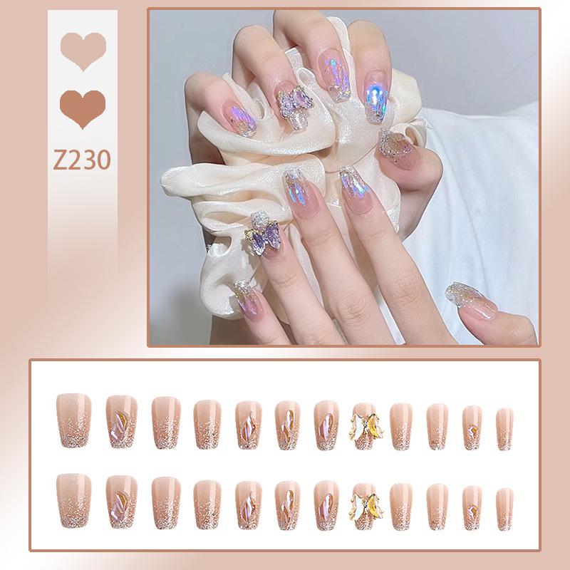 Luxurious Transparent Blush Bubble Rose Press-On Nail Set with Wearable Stickers
