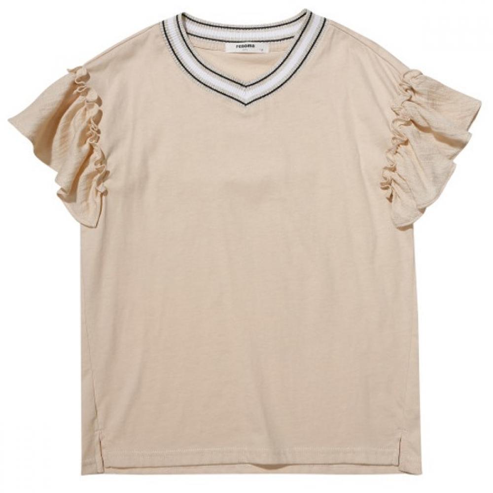 

[Renoma Kids] Renoma Kids Girls Shibori V Neck Beige T shirT Beige/110