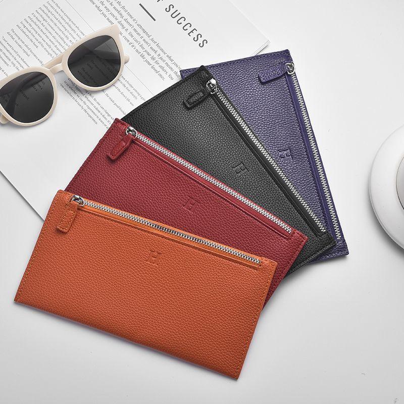 2025 new leather long wallet, women's ultra-thin casual zipper wallet, phone holder, soft leather leather clip,Cosmetic Bag.