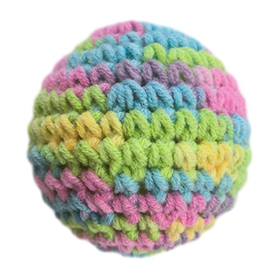 Cat Crocheted Ball Toy Handmade Colorful Cat Ball with Bell Soft Cat Jingling Ball E