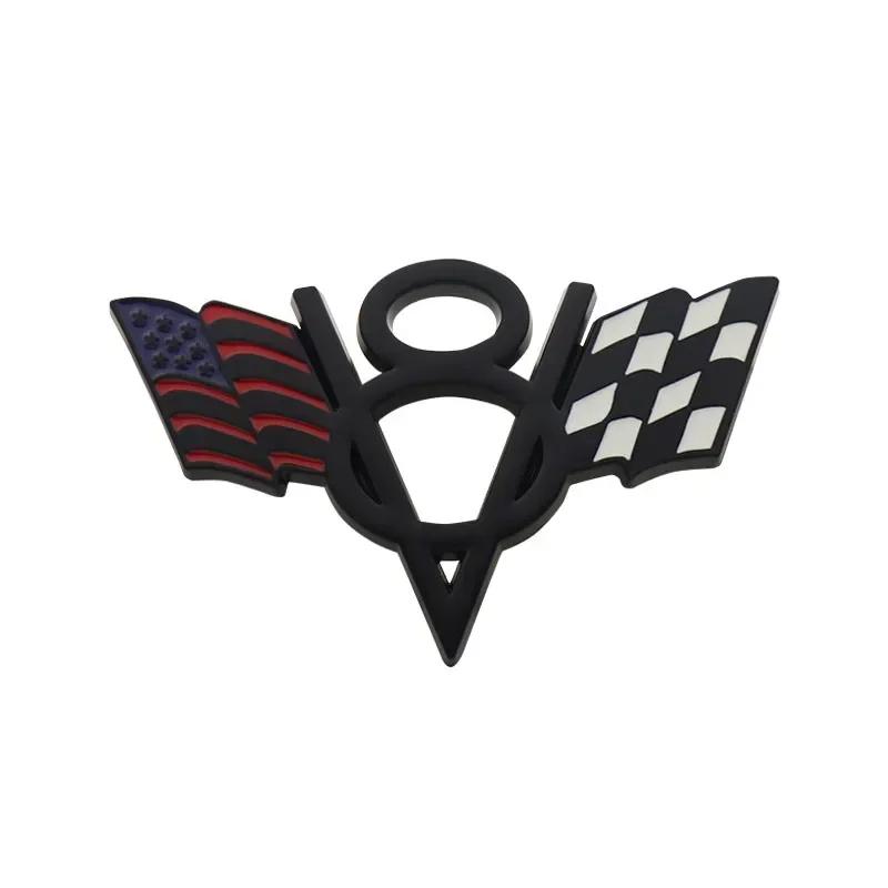 American Flag V8 V 8 Italy UK Germany US National Flag for Fender Trunk Rear Bonnet Nameplate Decal Emblem Badge Sticker
