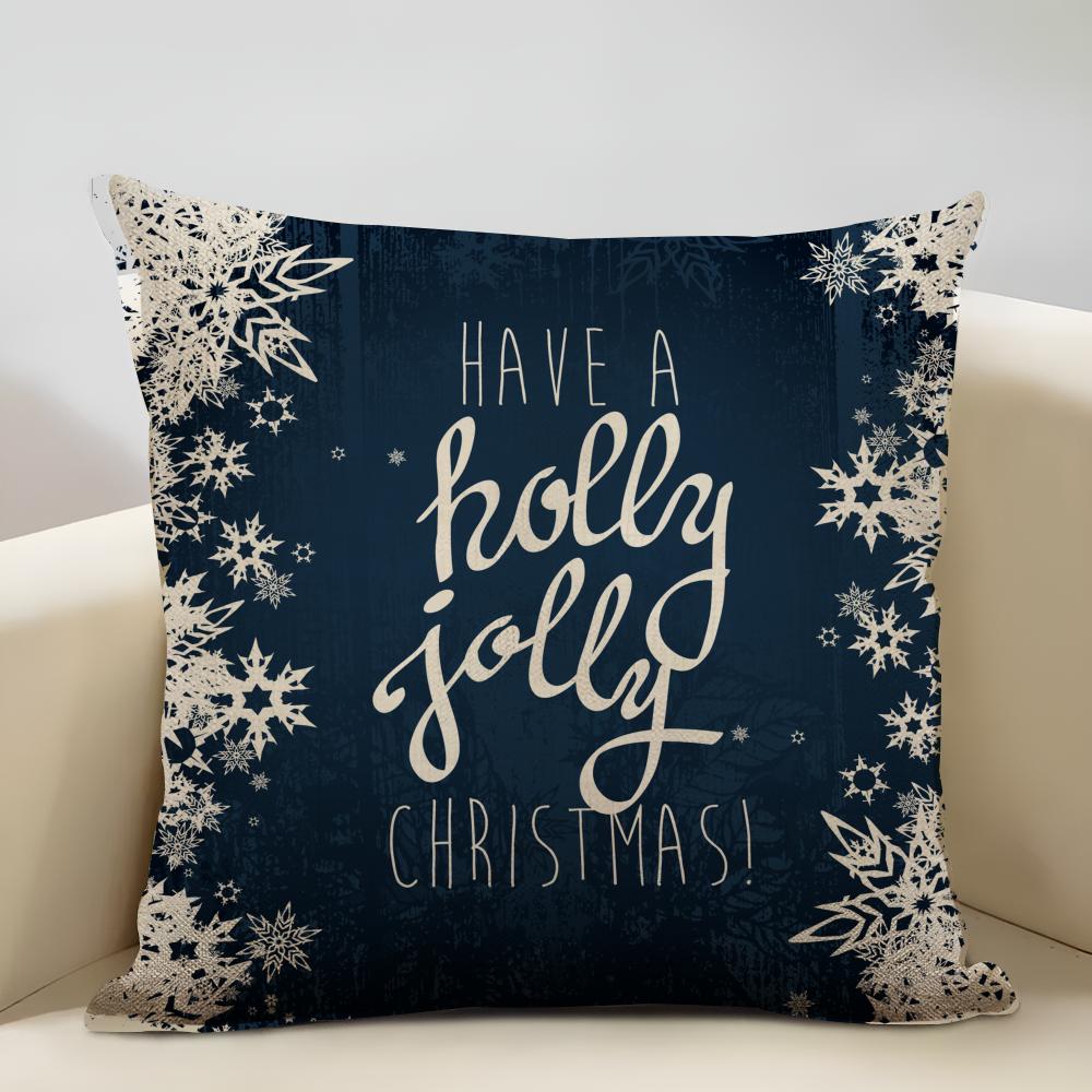 Blue And Green Snowflake Christmas Cushion Cover Household Decoration Linen Sofa Cushion Cover: Skin-Friendly & Breathable With