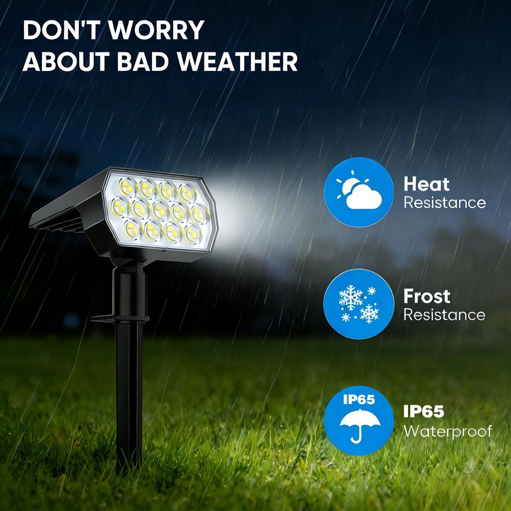 Outdoor Solar Spotlights,52LED Landscape Spotlights,waterproof Wall Lights,suitable for Trail,courtyard,garden,lane Landscape Lighting
