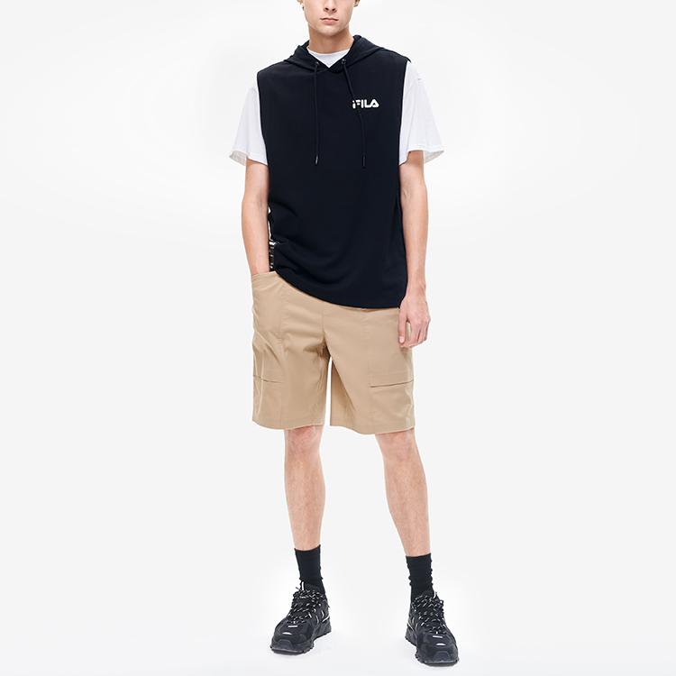 Fila Letter Hooded Sleeveless T-Shirt Men Tops Black F11M229112FBK
