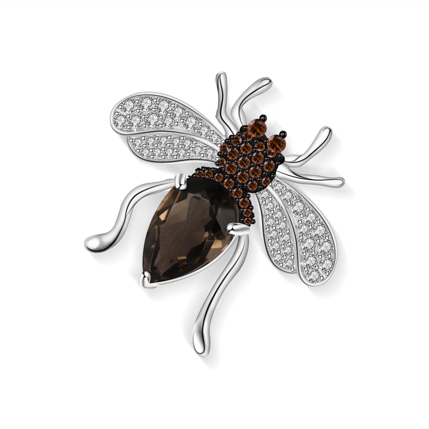 TIANSHE Euro-American Personality Exaggeration Spider Brooch S925 Pure Silver Natural Crystal Insects Pin Jewelry 925 Silver