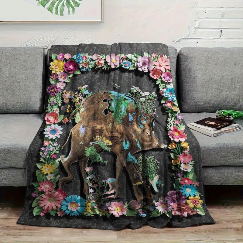 1Pc Mutatedcreatures Print Flannel Blanket, High quality Comfortable for All Seasons, Warmth and Comfort, Perfect for Christmas Gifts