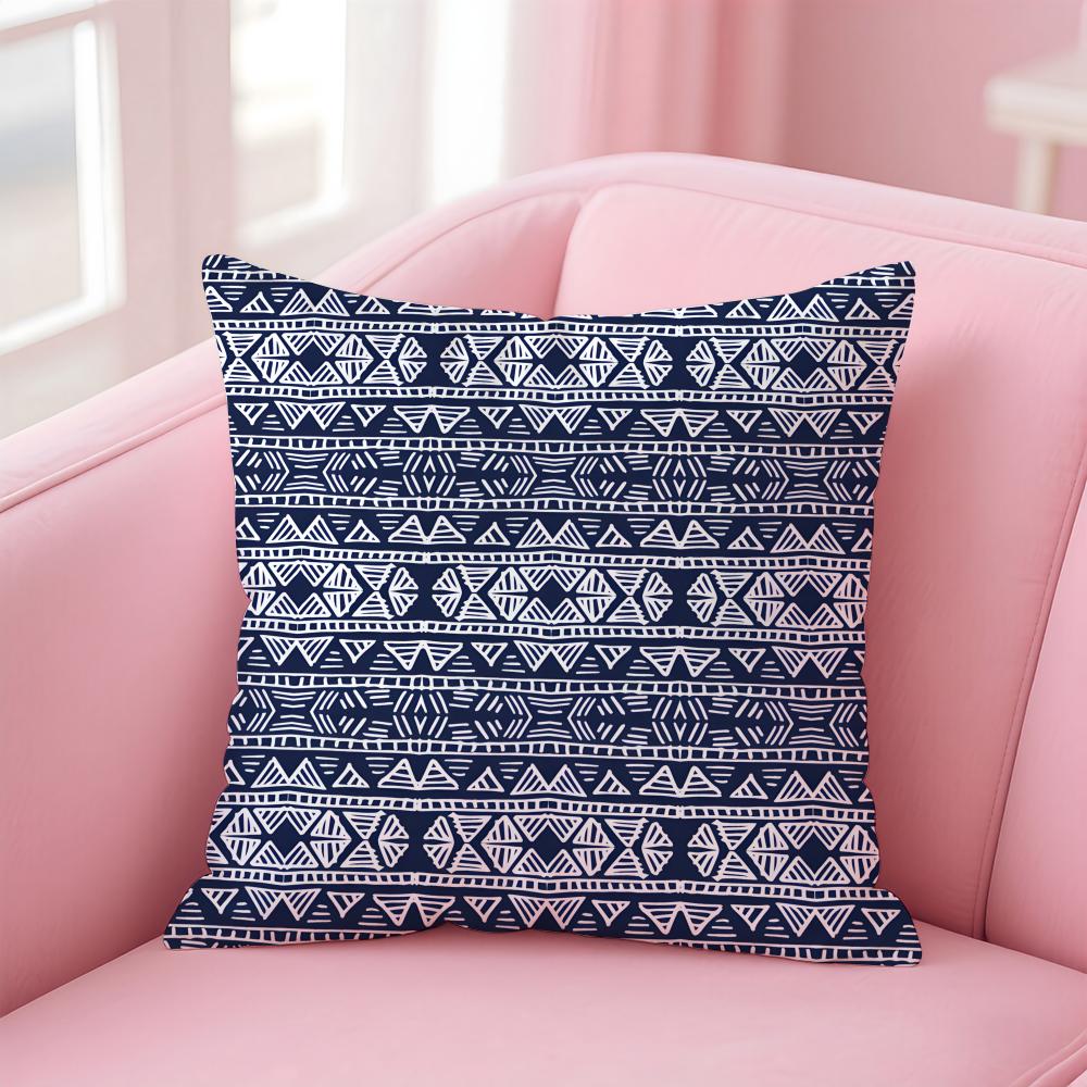 Fashion Colorful Chinese Ethnic Pattern Designs Cushion Cover Pillowcase Short Plush Invisible Zipper Room Sofa Cushion Cover