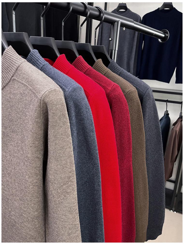 Men's Thick Wool High Collar Sweater - Warm, High Quality Autumn/Winter Knitwear 2025