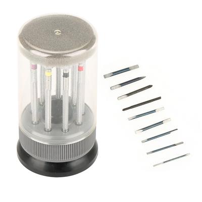 9Pcs Set Watch Slotted Screwdriver Set Repair Watchmakers Tools with Swivel Base Plate