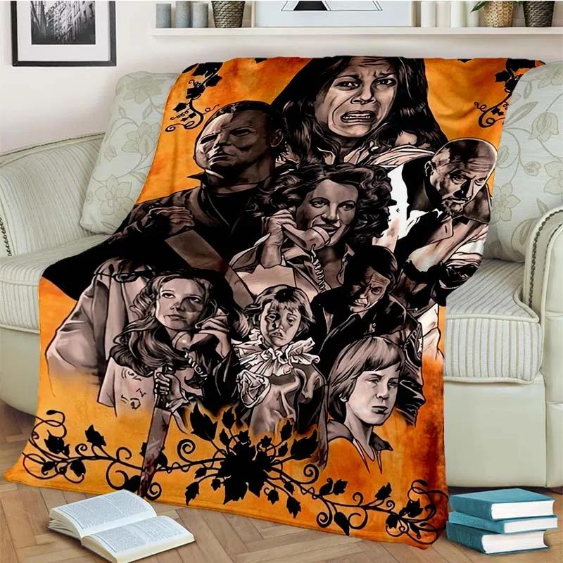 HD Horror Movie Game Halloween Gift Blanket Michael Myers Sofa Bed Decor Warm Flannel for Outdoor Picnic Car