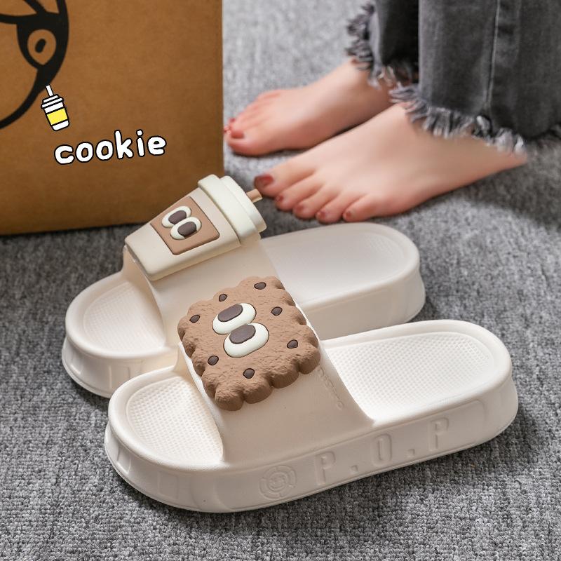 

Women Cute Home Outdoor Fashion Slippers Thick Sole Couple Summer Bathroom Non-slip Slides Sandals Cute Cartoon Beach Sandals