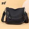 New Bucket Bag, High-end Messenger Bag, Simple and Large-capacity Cowhide Shoulder Bag, Women's Genuine Leather Women's Bag