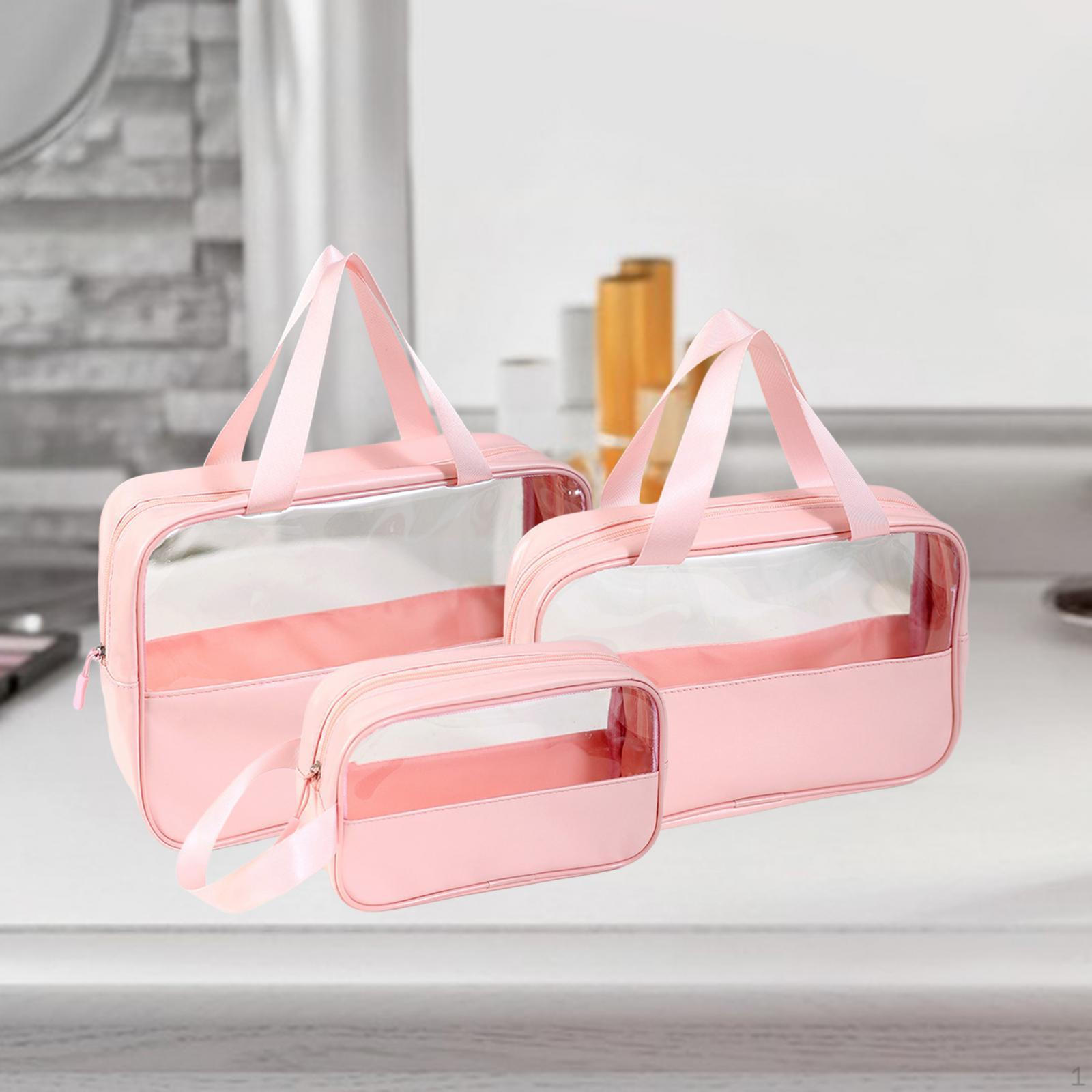 

3 шт., прозрачная косметичка, косметические туалетные принадлежности для пикника, пешего туризма, кемпинга розовый