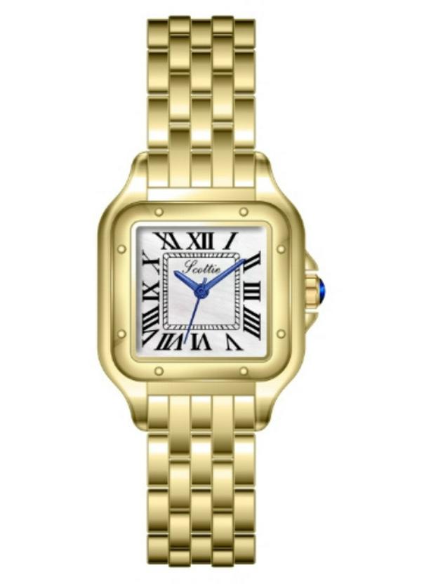 Women's Ultra-Thin Roman Numeral Square Watch with Steel Band and Waterproof Design