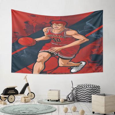 Basketball Anime Player Action Shot Pattern Wall Hanging Tapestry Decorative Tapestry Home Decor for Bedroom and Living Room