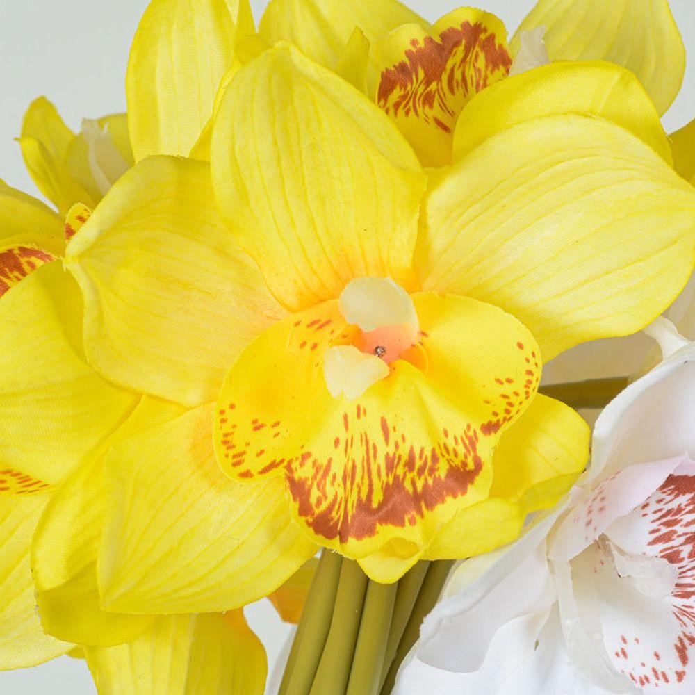 Realistic Artificial Cymbidium Flowers 6 Heads Fake Flower  Home Living Room Decor