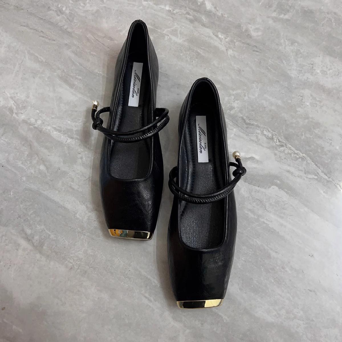 

Summer new temperament Mary Jane shoes women s skirt inner single shoes metal square head high-end ladyshoes 35