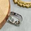 European and American Jewelry Punk Style Square Rhinestone Men's Ring