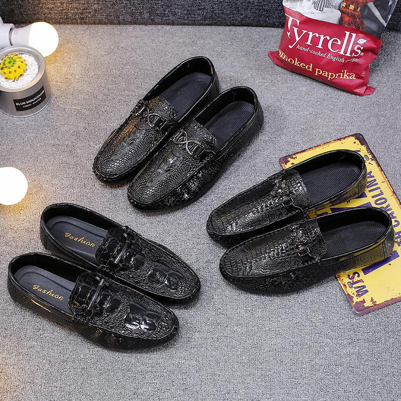 Trendige Mokassins mit Krokodilmuster für Herren – Freizeitschuhe im koreanischen Stil