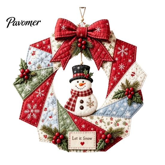 DIY Patchwork Craft Supplies Wreath Kit, Christmas Sewing Seasonal Patterns, Farmhouse Style Crafts Fabric Kit for Adults, Front Door Wall Decor