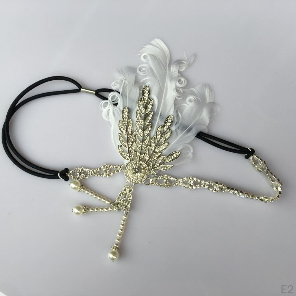 Damen 1920er Stirnband 20er Jahre Rhinest Feather Haarband Kopfschmuck Kostümzubehör